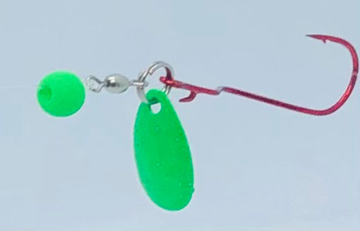 Spinner Rigs for Live Bait - Pk Sure Death Spinning Rig Green - Green Spinner Gold Flake