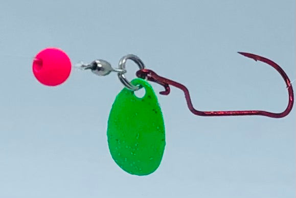 Spinner Rigs for Live Bait - Pk Sure Death Spinning Rig Pink - Green Spinner