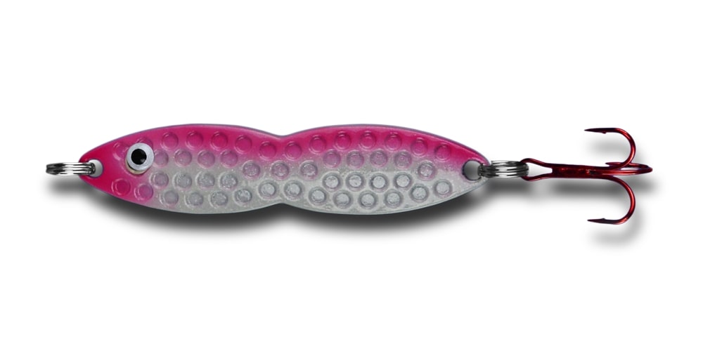 Pk Lures Flutterfish Spoon: Pink Pearl Glow; 3/8 oz.