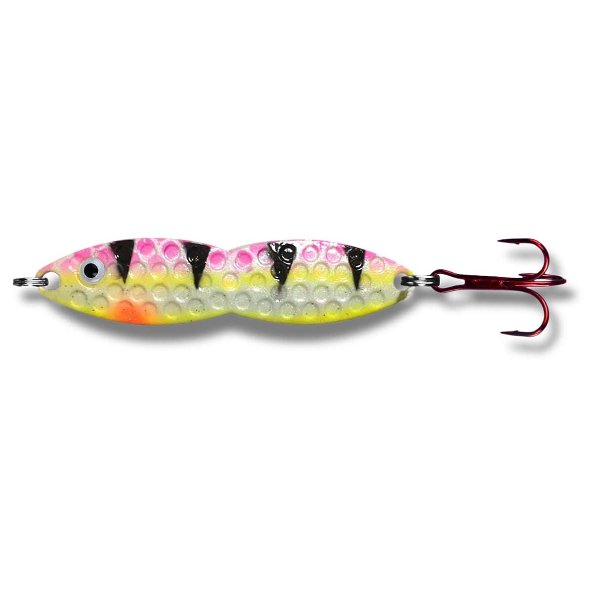Pk Lures Flutter Fish Spoon - Red Dot Glow