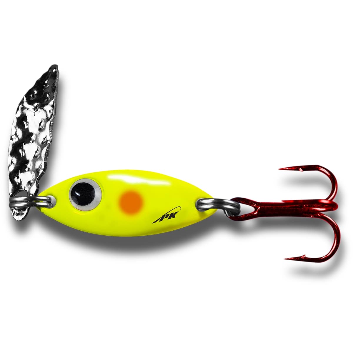 Pk Lures Predator Spoon Color Yellow Glow Orange Dot Weight 1/16 oz